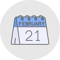 21st of February Line Filled Light Circle Icon vector