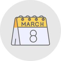 8th of March Line Filled Light Circle Icon vector