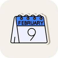 9th of February Line Filled White Shadow Icon vector