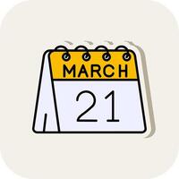 21st of March Line Filled White Shadow Icon vector