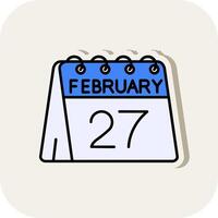 27th of February Line Filled White Shadow Icon vector