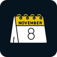 8vo de noviembre glifo dos color icono vector
