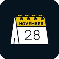 28 de noviembre glifo dos color icono vector