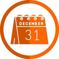 31 de diciembre glifo naranja circulo icono vector