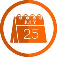 25 de julio glifo naranja circulo icono vector