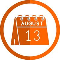 13 de agosto glifo naranja circulo icono vector