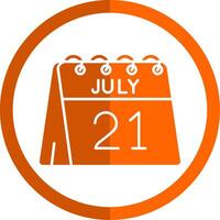 21st of July Glyph Orange Circle Icon vector