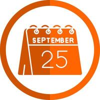 25th of September Glyph Orange Circle Icon vector