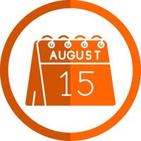 15th of August Glyph Orange Circle Icon vector