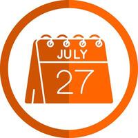 27th of July Glyph Orange Circle Icon vector