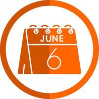 6th of June Glyph Orange Circle Icon vector