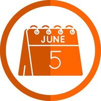 5th of June Glyph Orange Circle Icon vector