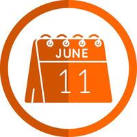 11th of June Glyph Orange Circle Icon vector