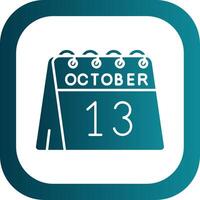 13th of October Glyph Gradient Round Corner Icon vector