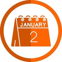 2do de enero glifo naranja circulo icono vector