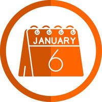 6th of January Glyph Orange Circle Icon vector