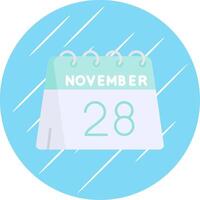 28 de noviembre plano azul circulo icono vector