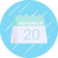 20th of November Flat Blue Circle Icon vector