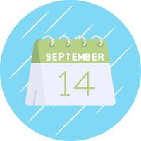 14th of September Flat Blue Circle Icon vector