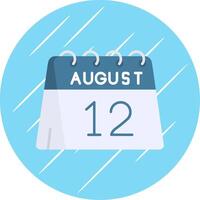 12mo de agosto plano azul circulo icono vector