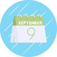 9th of September Flat Blue Circle Icon vector