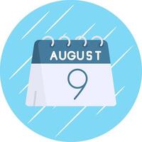 9th of August Flat Blue Circle Icon vector