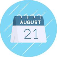 21st of August Flat Blue Circle Icon vector