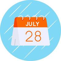 28th of July Flat Blue Circle Icon vector