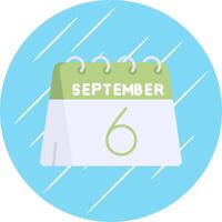6th of September Flat Blue Circle Icon vector