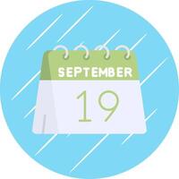 19th of September Flat Blue Circle Icon vector