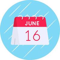 16th of June Flat Blue Circle Icon vector