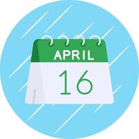 16th of April Flat Blue Circle Icon vector