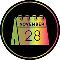 28 de noviembre glifo debido color icono vector
