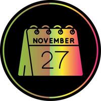 27 de noviembre glifo debido color icono vector