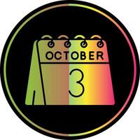 3ro de octubre glifo debido color icono vector