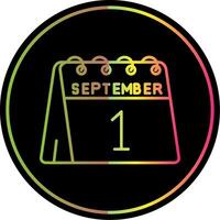 Primero de septiembre línea degradado debido color icono vector