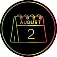 2nd of August Line Gradient Due Color Icon vector