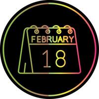 18 de febrero línea degradado debido color icono vector