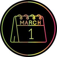 1st of March Line Gradient Due Color Icon vector