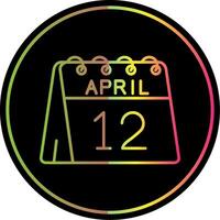 12th of April Line Gradient Due Color Icon vector