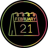 21 de febrero línea degradado debido color icono vector