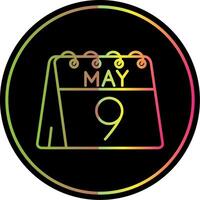 9th of May Line Gradient Due Color Icon vector