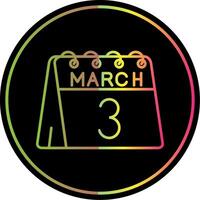 3rd of March Line Gradient Due Color Icon vector