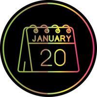 Vigésimo de enero línea degradado debido color icono vector