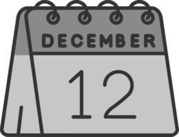 12mo de diciembre línea lleno escala de grises icono vector