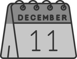 11 de diciembre línea lleno escala de grises icono vector