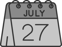 27 de julio línea lleno escala de grises icono vector