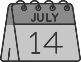 14th of July Line Filled Greyscale Icon vector