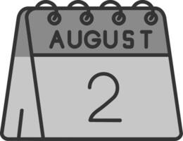 2nd of August Line Filled Greyscale Icon vector