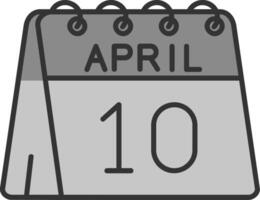 10th of April Line Filled Greyscale Icon vector